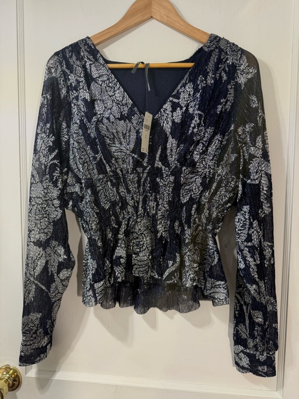 Anthropologie Black and Silver Floral Blouse - Picture 5 of 8